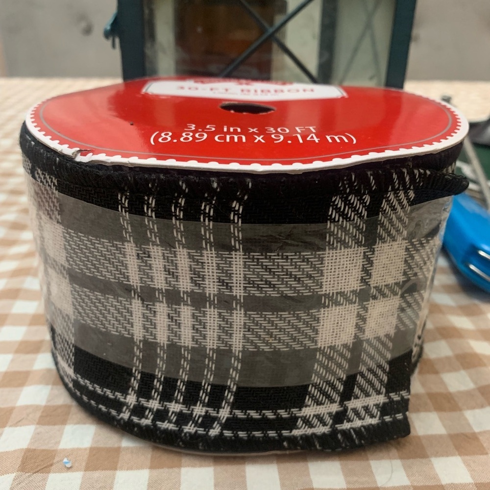 Holiday Time Black and White Plaid Ribbon